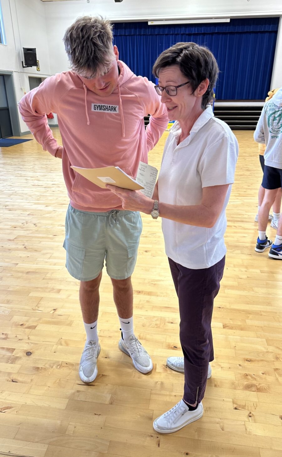 Paul O’Boyle with his Computer Science Teacher Mrs McClintock on results day