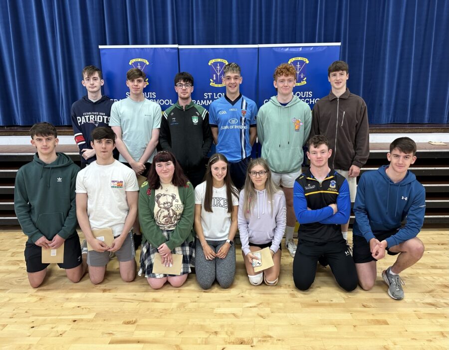 A selection of pupils who received 3 A*/A Grades at A Level (back row L-R Daniel McGroggan/Conall McIlroy/Conor Duffin/Connor Higgins/Kevin O’Boyle/Ryan Thom) (front row L-R Pearce Patterson/Pearce Maguire/Bronagh Dempster/Tara Hamill/Aoife Murray/Aodhan McGarry/Darragh Patterson)